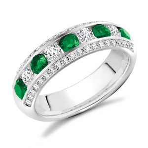 White Gold Diamond Dress ring with Aqua & Diamond