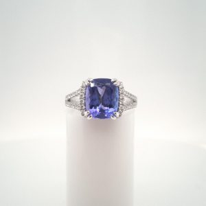 White Gold Tanzanite & Diamond Ring