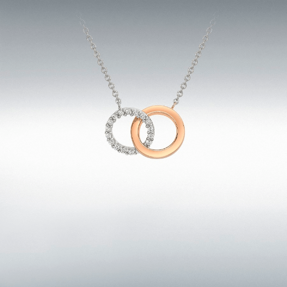 Two Tone 9ct Gold Circle Pendant