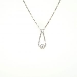 9ct White Gold Diamond Drop Pendant