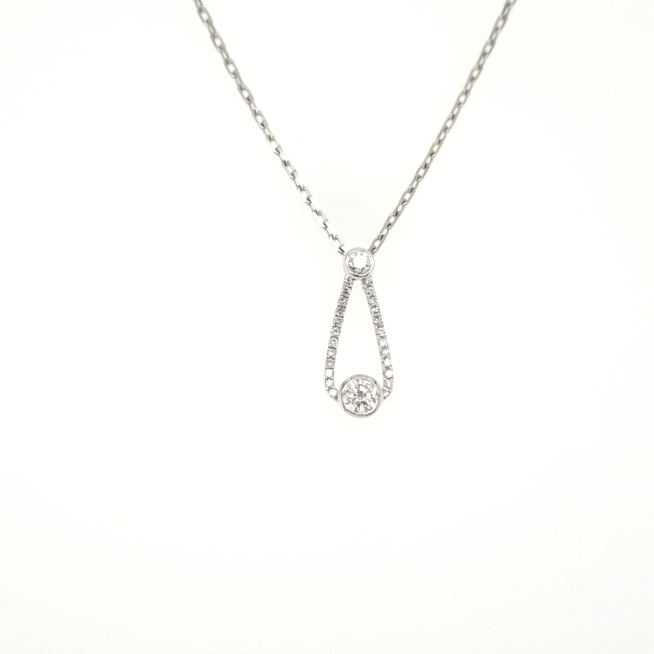 9ct White Gold Diamond Drop Pendant