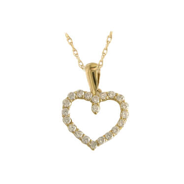 9ct Yellow Gold Cubic Zirconia Heart Pendant