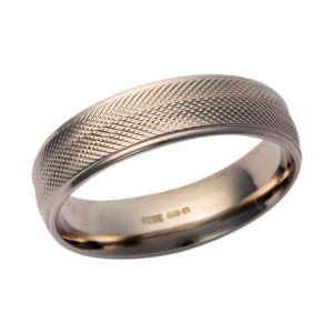 Gents 9ct White Gold Wedding Band Pattern 17