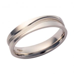 Gents 9ct White Gold Wedding Band Pattern 218
