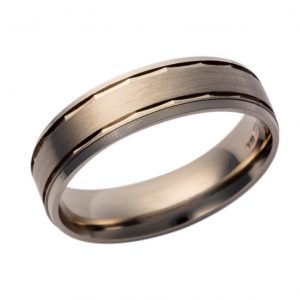Gents 9ct White Gold Wedding Band Pattern 407