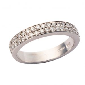 Platinum Double Row Diamond Band MM001W