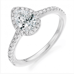 Platinum Pear Cut Diamond Engagement Ring