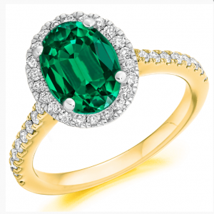 18ct Yellow Gold Emerald & Diamond Ring
